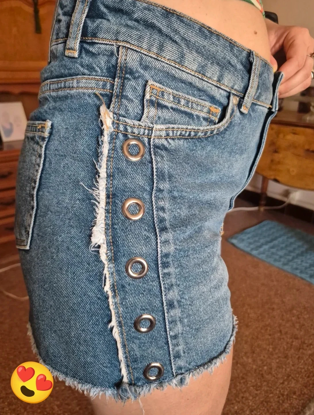 Solid color denim shorts – photo 5